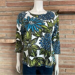 Chico’s Bold Floral 100% Cotton Top Large